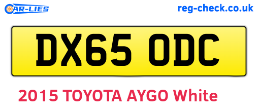 DX65ODC are the vehicle registration plates.