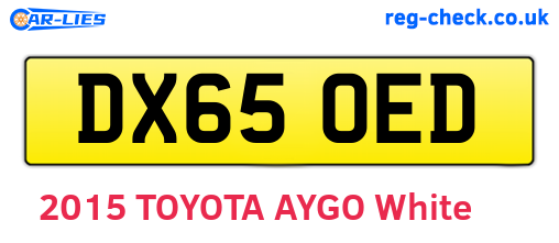 DX65OED are the vehicle registration plates.