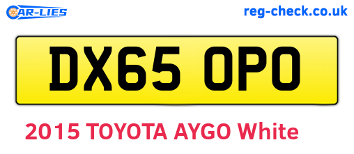 DX65OPO are the vehicle registration plates.