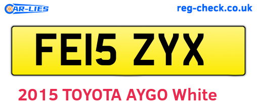 FE15ZYX are the vehicle registration plates.