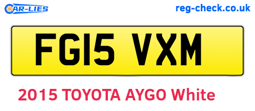 FG15VXM are the vehicle registration plates.