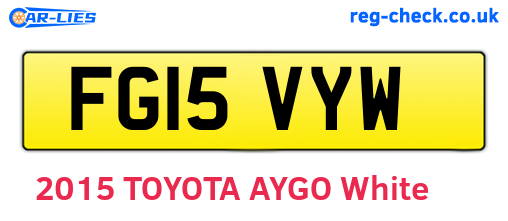 FG15VYW are the vehicle registration plates.