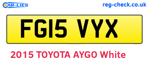 FG15VYX are the vehicle registration plates.