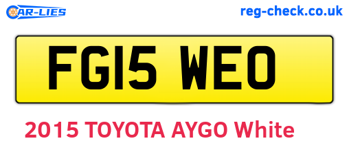 FG15WEO are the vehicle registration plates.