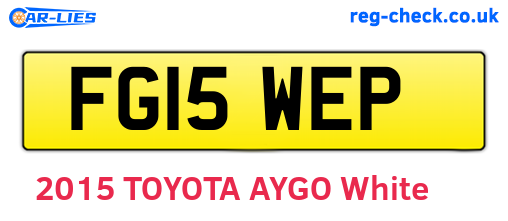 FG15WEP are the vehicle registration plates.
