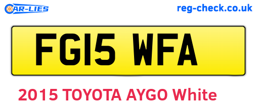 FG15WFA are the vehicle registration plates.