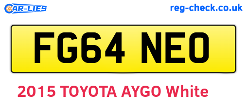 FG64NEO are the vehicle registration plates.