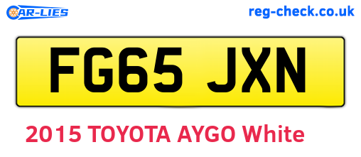 FG65JXN are the vehicle registration plates.