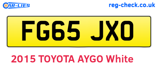 FG65JXO are the vehicle registration plates.