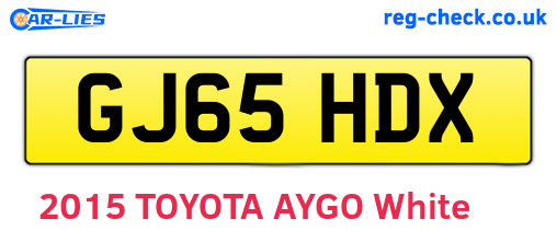 GJ65HDX are the vehicle registration plates.