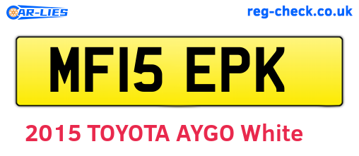 MF15EPK are the vehicle registration plates.