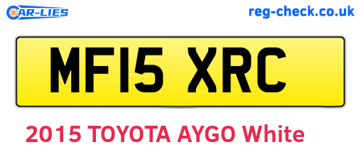 MF15XRC are the vehicle registration plates.