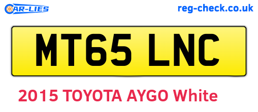 MT65LNC are the vehicle registration plates.