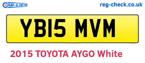 YB15MVM are the vehicle registration plates.