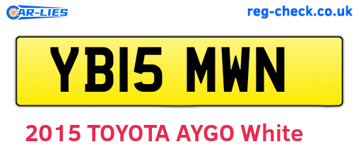 YB15MWN are the vehicle registration plates.