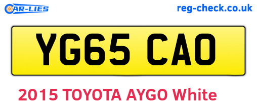 YG65CAO are the vehicle registration plates.