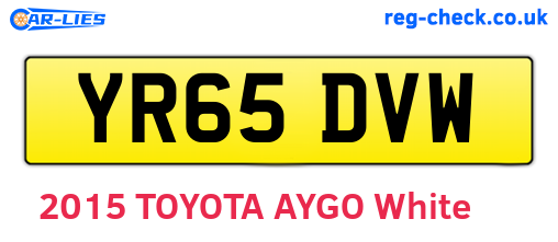 YR65DVW are the vehicle registration plates.