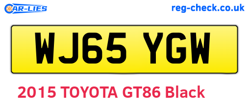 WJ65YGW are the vehicle registration plates.