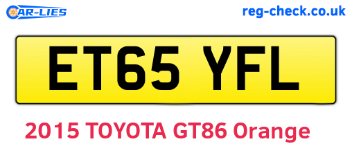 ET65YFL are the vehicle registration plates.