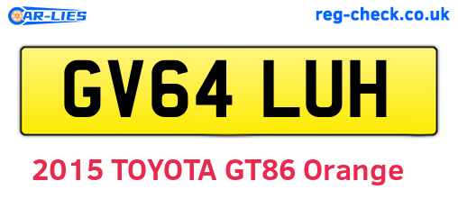 GV64LUH are the vehicle registration plates.