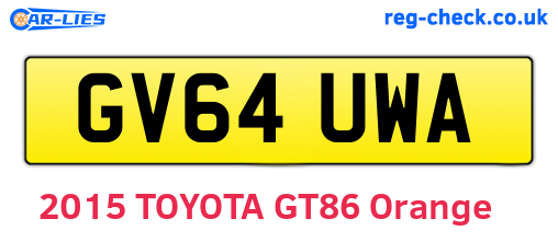 GV64UWA are the vehicle registration plates.