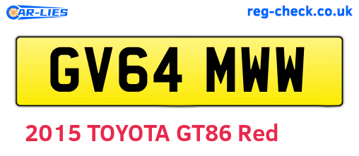 GV64MWW are the vehicle registration plates.