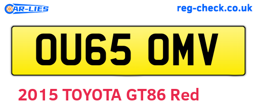 OU65OMV are the vehicle registration plates.