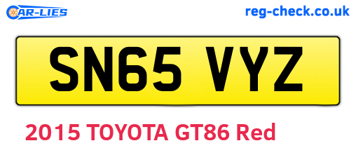 SN65VYZ are the vehicle registration plates.