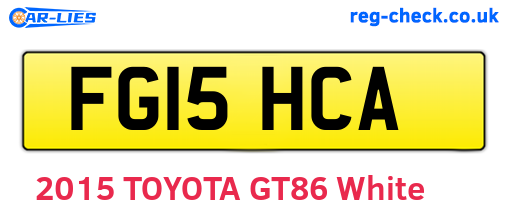 FG15HCA are the vehicle registration plates.