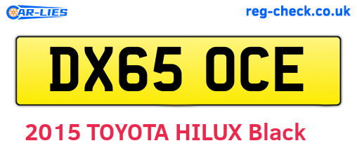 DX65OCE are the vehicle registration plates.