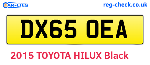 DX65OEA are the vehicle registration plates.