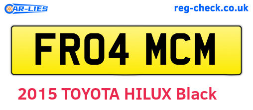 FR04MCM are the vehicle registration plates.