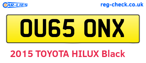 OU65ONX are the vehicle registration plates.