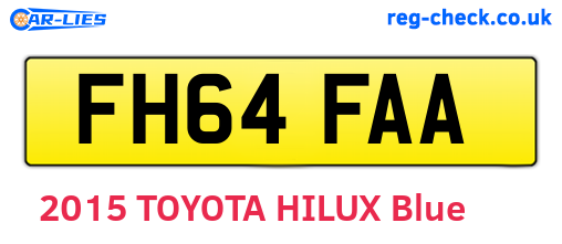 FH64FAA are the vehicle registration plates.