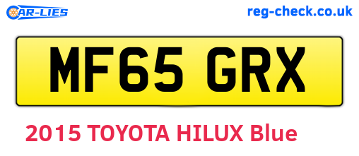 MF65GRX are the vehicle registration plates.