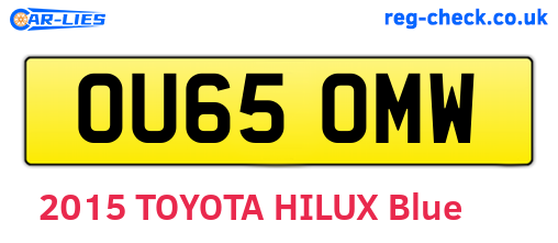 OU65OMW are the vehicle registration plates.