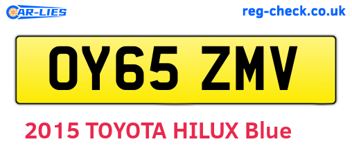 OY65ZMV are the vehicle registration plates.