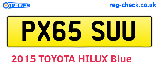 PX65SUU are the vehicle registration plates.