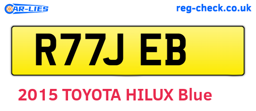 R77JEB are the vehicle registration plates.