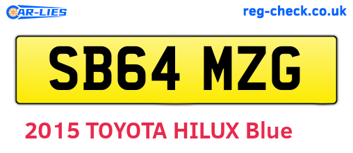 SB64MZG are the vehicle registration plates.