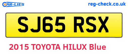 SJ65RSX are the vehicle registration plates.
