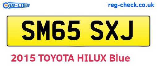 SM65SXJ are the vehicle registration plates.