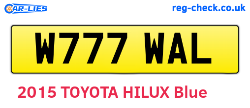 W777WAL are the vehicle registration plates.