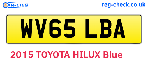WV65LBA are the vehicle registration plates.