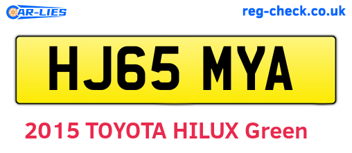 HJ65MYA are the vehicle registration plates.