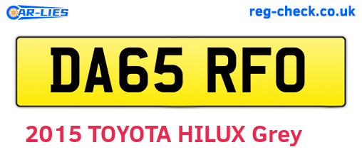 DA65RFO are the vehicle registration plates.