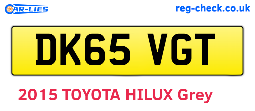 DK65VGT are the vehicle registration plates.