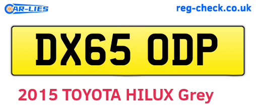 DX65ODP are the vehicle registration plates.