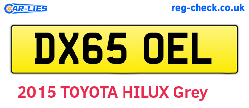 DX65OEL are the vehicle registration plates.