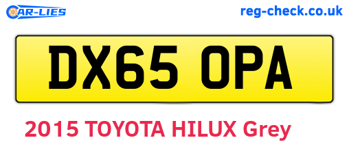 DX65OPA are the vehicle registration plates.